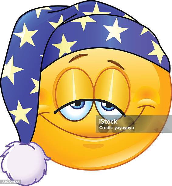 Good Night Emoticon Stock Illustration - Download Image Now - Sleeping, Nightcap, Emoticon
