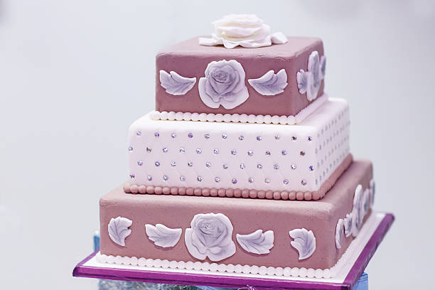 istock Wedding cake in white, pink and brown 530237109