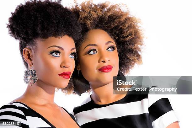 Two Elegant Beautiful Woman Cheek To Cheek Stock Photo - Download Image Now - Red, Human Lips, Women