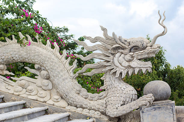 Chinese stone dragon statue