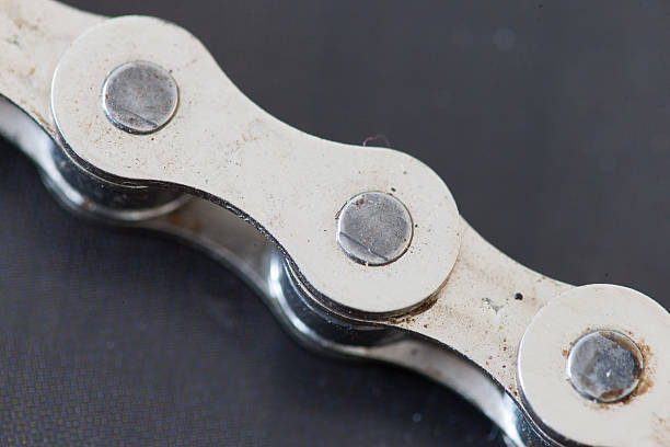 istock Piece of bicycle chain close up 530241235