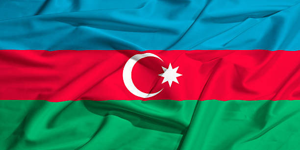 istock Azerbaijan flag on a silk drape waving 530247387