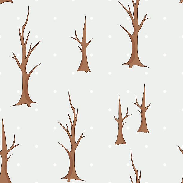 leere winter bäume nahtlose muster - bare tree nature backgrounds tree trunk branch stock-grafiken, -clipart, -cartoons und -symbole