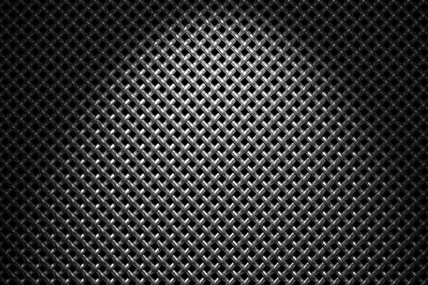 istock Braided diagonally oriented wire steel grid under spot light 530251725