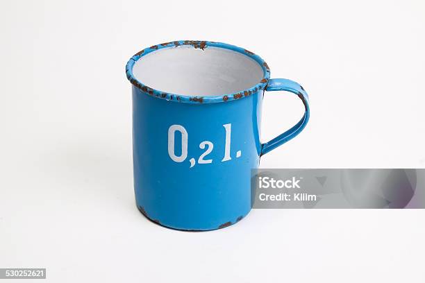 Enamel Measuring Jug Stock Photo - Download Image Now - 1900, Antique, Blue