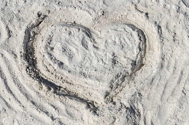 Heart on sand stock photo