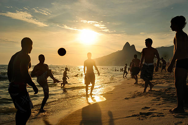 Sunset at Ipanema Beach, Rio de Janeiro, Brazil stock photo