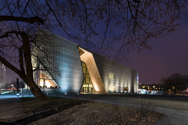 Museum of the History of Polish Jews at night stock photo