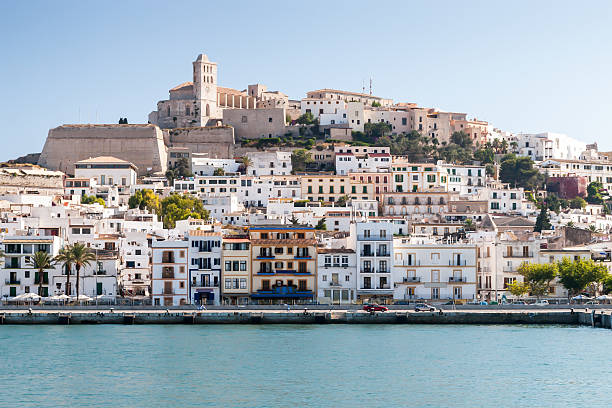 Eivissa - the capital of Ibiza, Spain View of harbour in Eivissa town - the capital of Ibiza island, Spain ibiza town stock pictures, royalty-free photos & images