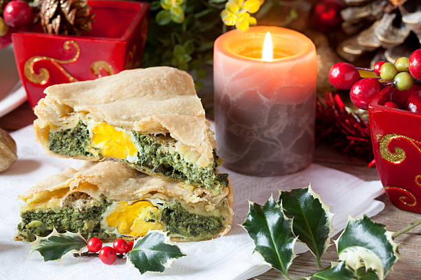 istock Savory Pie With Christmas Decorations 530260135