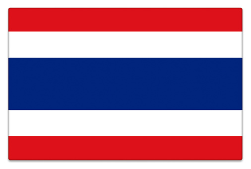 Gloss Thai flag on white with subtle shadow.