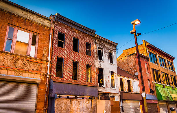 istock Evening light on abandoned buildings at Old Town Mall, Baltimore 530262561