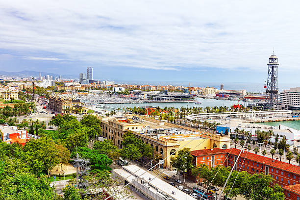 istock Panorama on Barcelona Seaport from Montjuic castle. 530268057