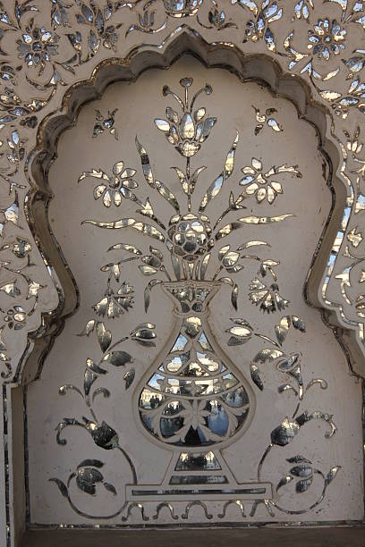 istock Architectural detail of mirrored silver tiles 530268365