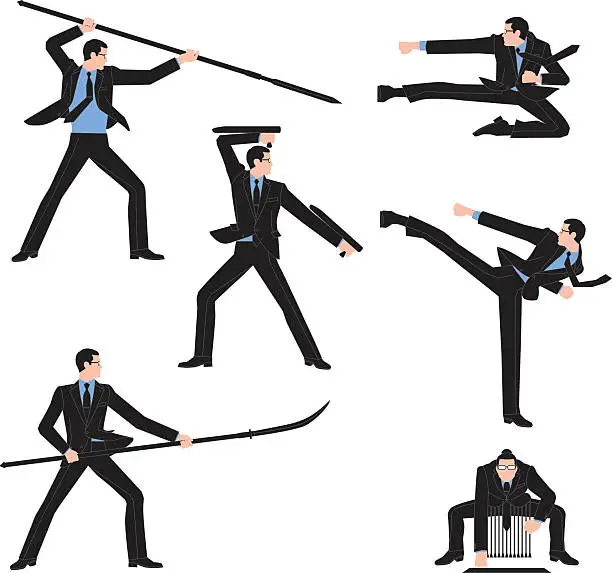 Vector illustration of Businessman fighting in Japan of martial arts