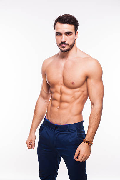 handsome adult man with healthy athletic body stock photo