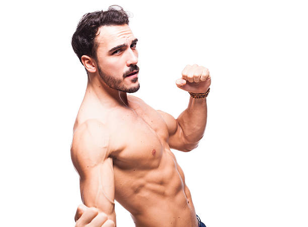 handsome adult man with healthy athletic body stock photo