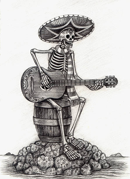 illustrazioni stock, clip art, cartoni animati e icone di tendenza di arte teschio giorno dei morti. - day of the dead skull tattoo mexico