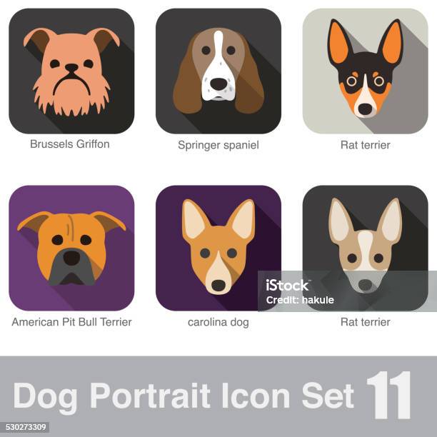 Set Of Cute Dog Head Icons Vector Illustration Stock Illustration - Download Image Now - Springer Spaniel, Vector, Dog