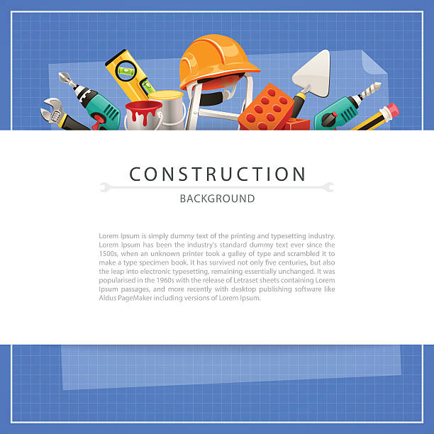 illustrazioni stock, clip art, cartoni animati e icone di tendenza di progetto di costruzione sfondo con spazio copia - backgrounds brick construction development