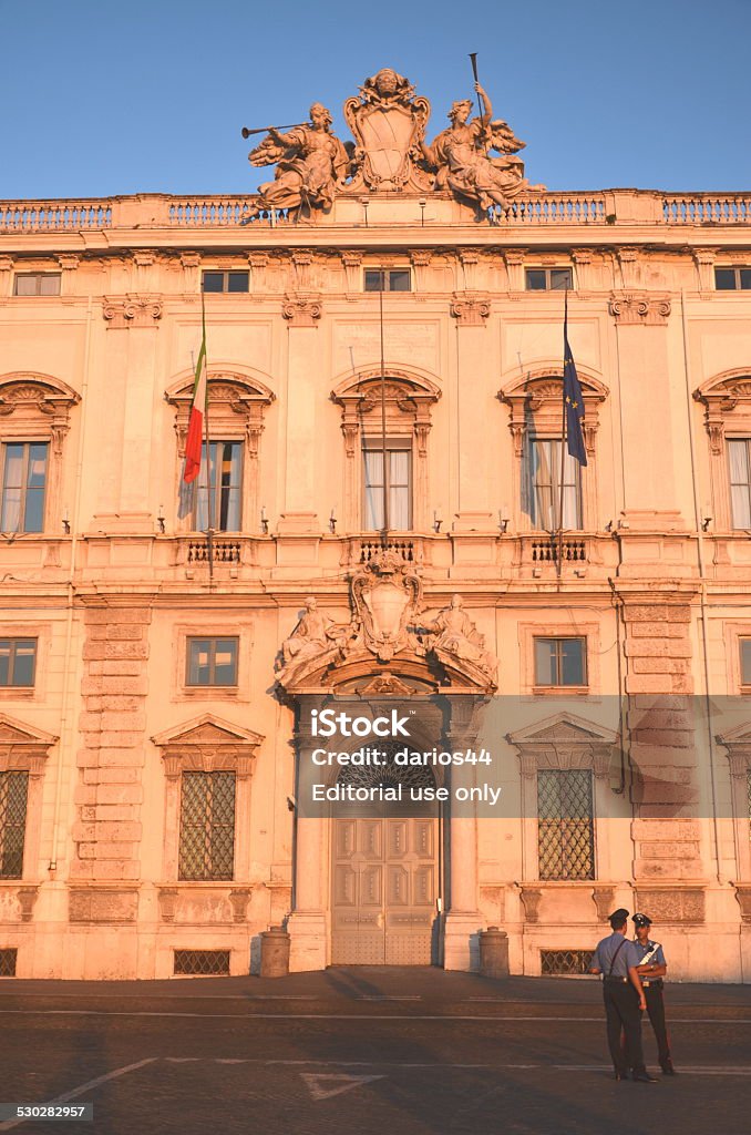 Beautiful Piazza del Quirinale in sunset light in Rome, Italy Rome, Italy - August 22, 2014: Beautiful Piazza del Quirinale in sunset light in Rome, Italy. The Quirinale Palace on the square is now the residence of the President of the Italian Republic. Ancient Stock Photo