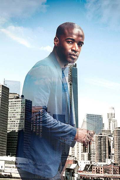istock Businessman portrait in front skyline 530283035