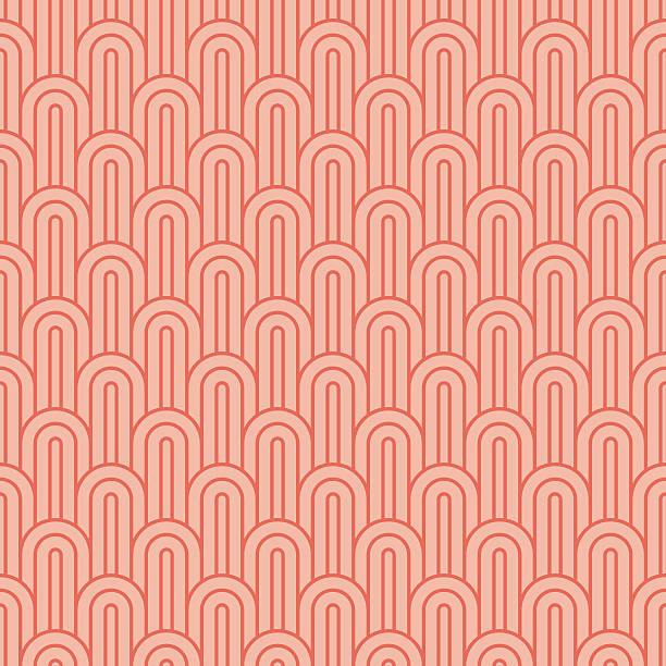 coralpink overlapping arcs seamless vintage pattern of coralpink overlapping arcs 1940s style stock illustrations
