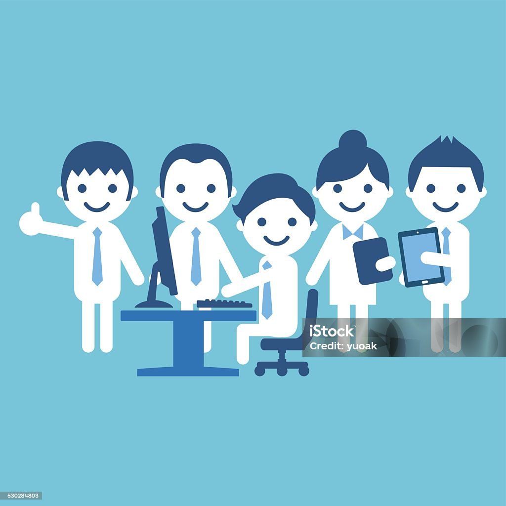 Teamwork Business colleagues working on a PC. 20-24 Years stock vector