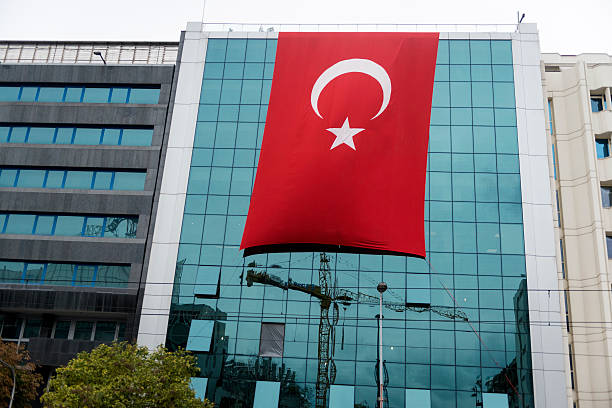 istock Construction under Turkish National Flag in Galata, Istanbul, Europe 530285211