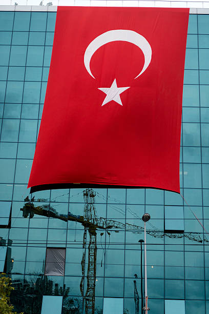 istock Construction under Turkish National Flag in Galata, Istanbul, Europe 530285215