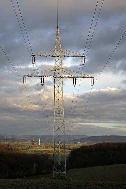 istock Power line into the Weser Uplands 530289719