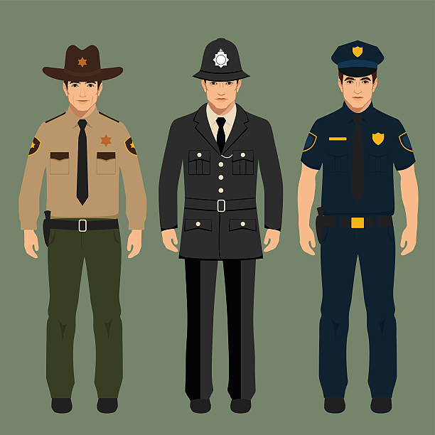 полицейских и шериф - badge blue crime law stock illustrations