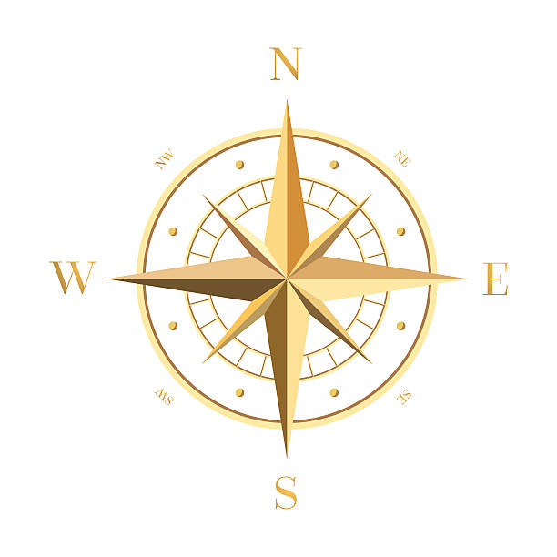 illustrazioni stock, clip art, cartoni animati e icone di tendenza di rosa bussola d'oro - compass compass rose north direction