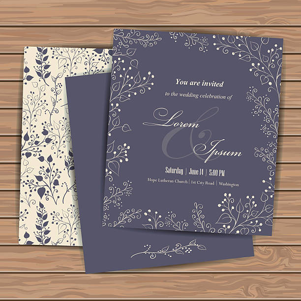 청첩장 카드 - wedding invitation rose flower floral pattern stock illustrations