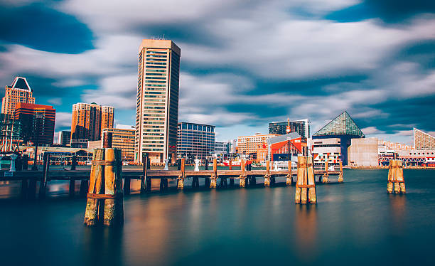 istock Mid-day long exposure of the Baltimore Inner Harbor Skyline 530302419