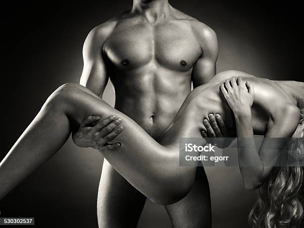 Nude Sensual Couple Stock Photo - Download Image Now - Black Color, Couple - Relationship, Naked