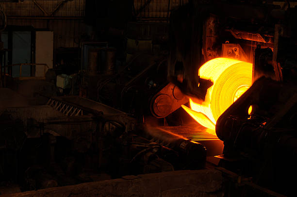 istock Hot Steel Roll on Conveyor Belt 530302909