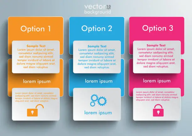 Vector illustration of Connected Rectenagles Infographic 3 Options
