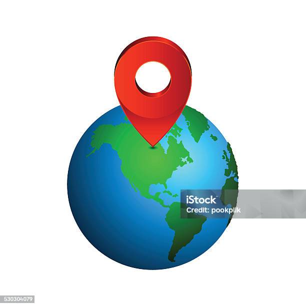 Map Pin Pointer On Earth North Americamap By Nasa Stock Illustration - Download Image Now