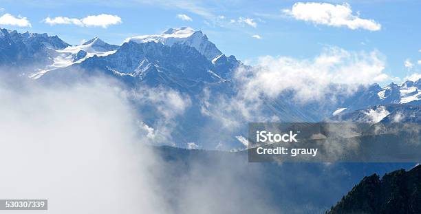 Mountain Range With The Grand Combin Stock Photo - Download Image Now - Cliff, Europe, European Alps