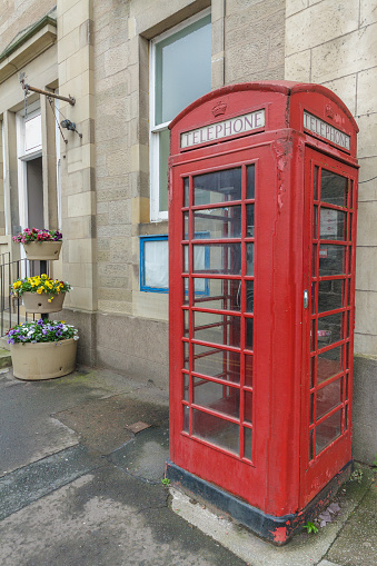 Classic British Red Phone Booth in Coldstream UK