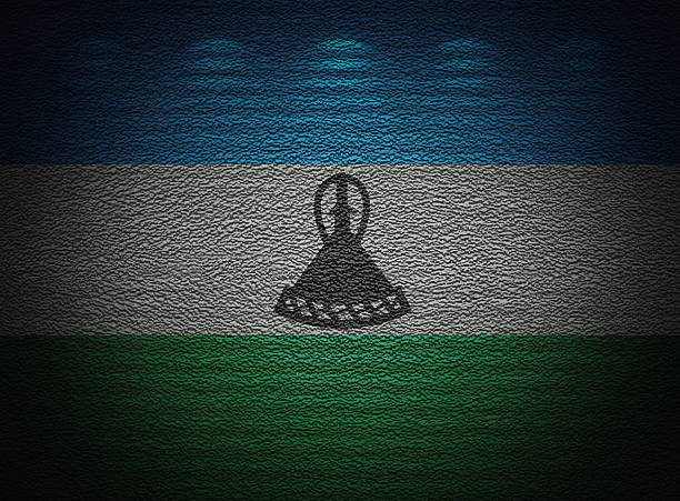 Lesotho flag wall, abstract grunge background