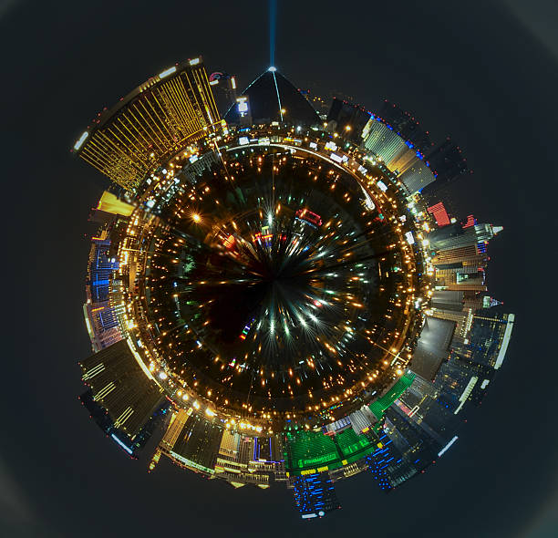 istock Polar Coordinates Panoramic Las Vegas Strip cityscape at night. 530309539