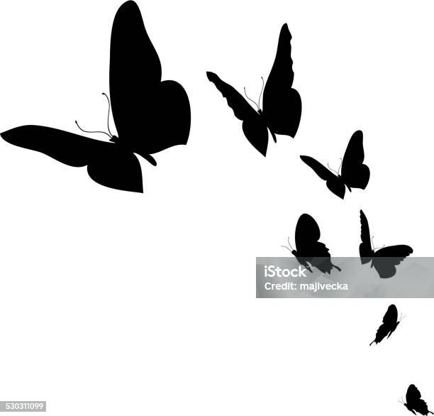 Vector Illustration Stock Illustration - Download Image Now - Butterfly - Insect, In Silhouette, Flying