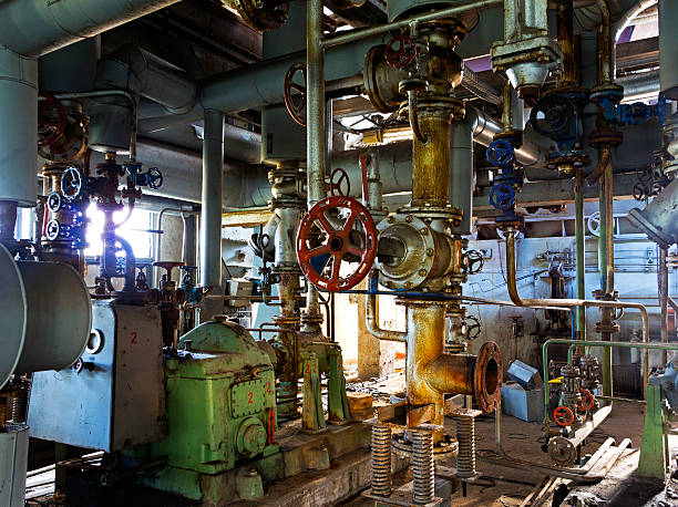 istock Old machinery of abandoned factory from  inside 530311955