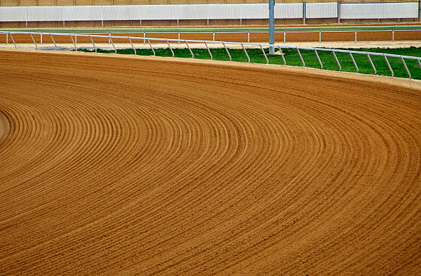 istock Groomed race track curve 530320297