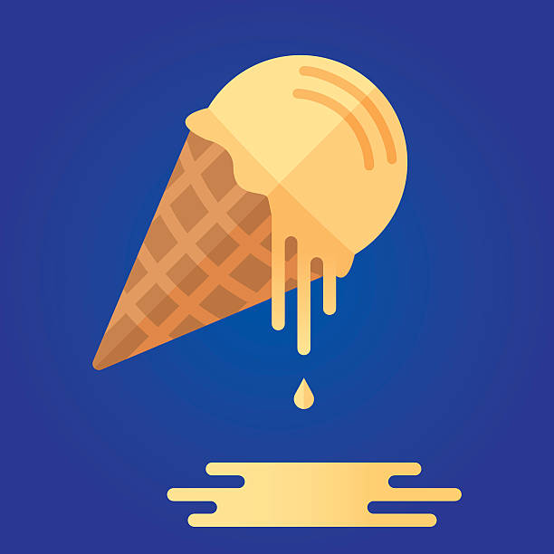 мороженое в вафельном рожке - melting ice cream cone chocolate frozen stock illustrations