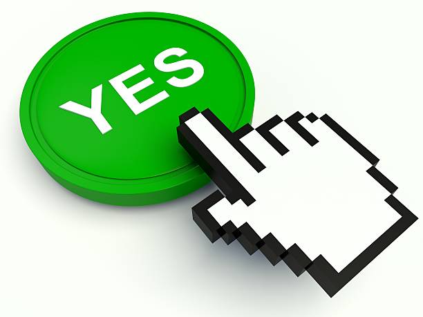 istock Button sign Yes with hand shaped cursor. 530321235