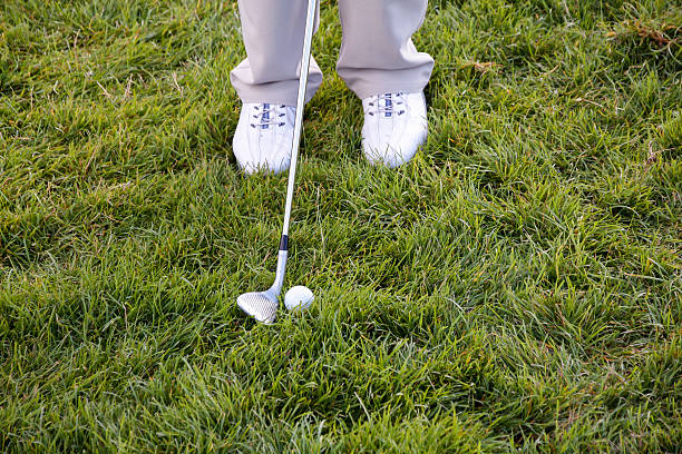 istock Golf ball, shoes and driver in the grass 530321961