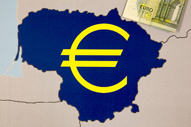리튜아니아 유로 2015-w/주시나요 이름 위에 미국, - european union currency flash 뉴스 사진 이미지